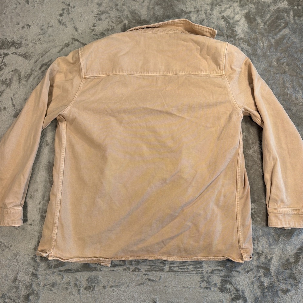 Zara Oversized Denim Over Shirt Tan/Biege Size Medium - Picture 8 of 8